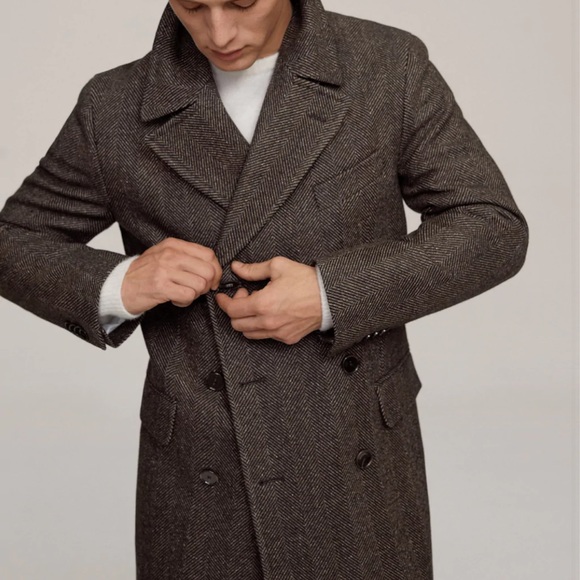 SOLD! Mango Man - Herringbone Tailored Coat - Picture 5 of 11